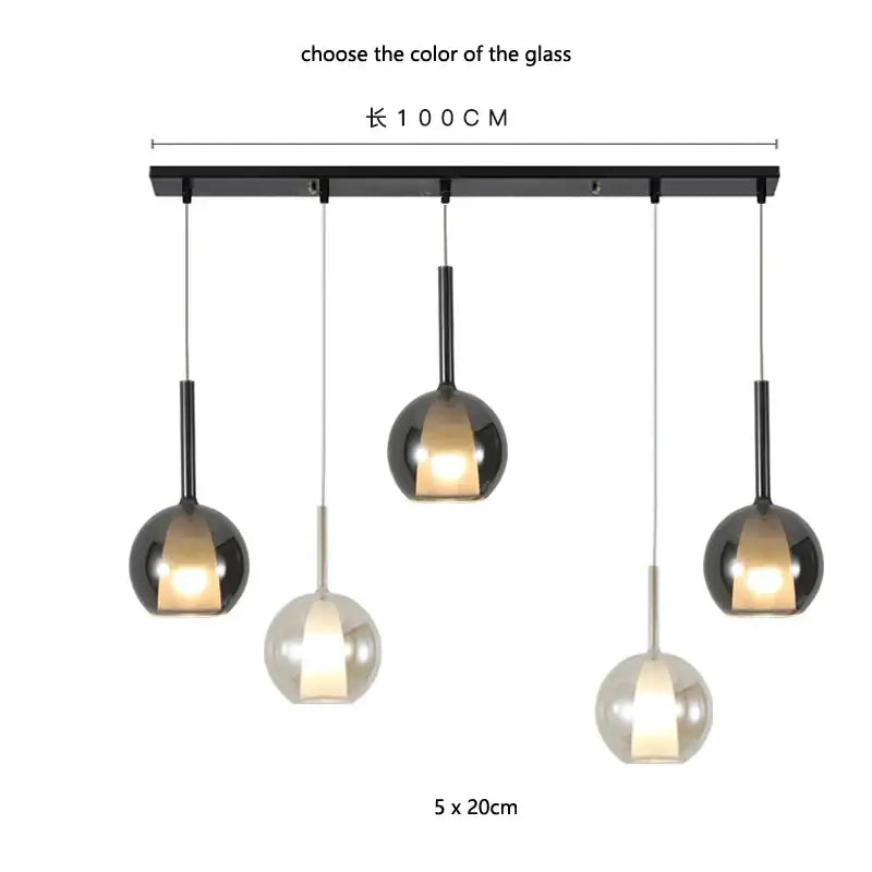 Modern metallic spherical designer glass chandelier dining room light