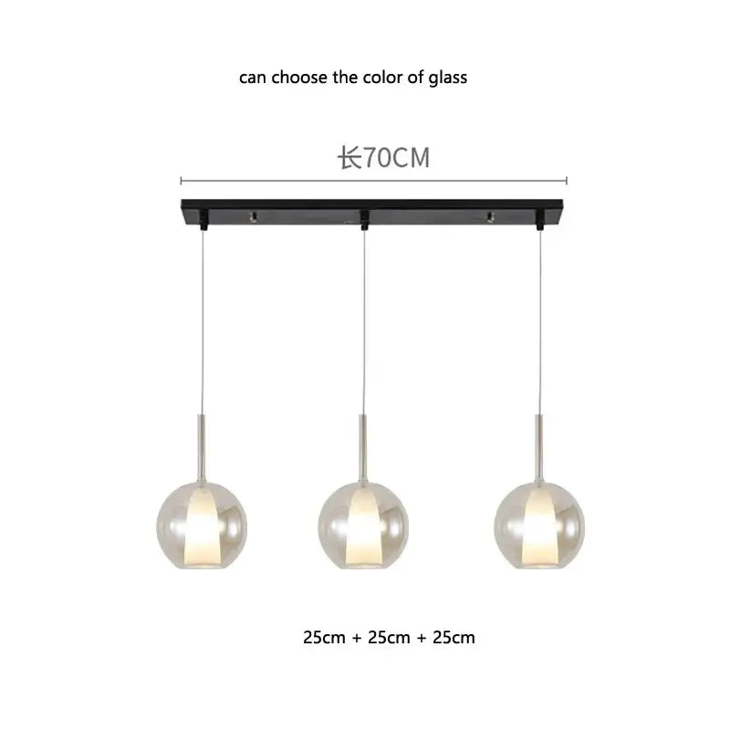 Modern metallic spherical designer glass chandelier dining room light