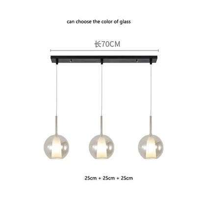 Modern metallic spherical designer glass chandelier dining room light