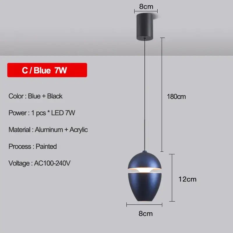 Modern metallic teardrop led pendant kitchen light