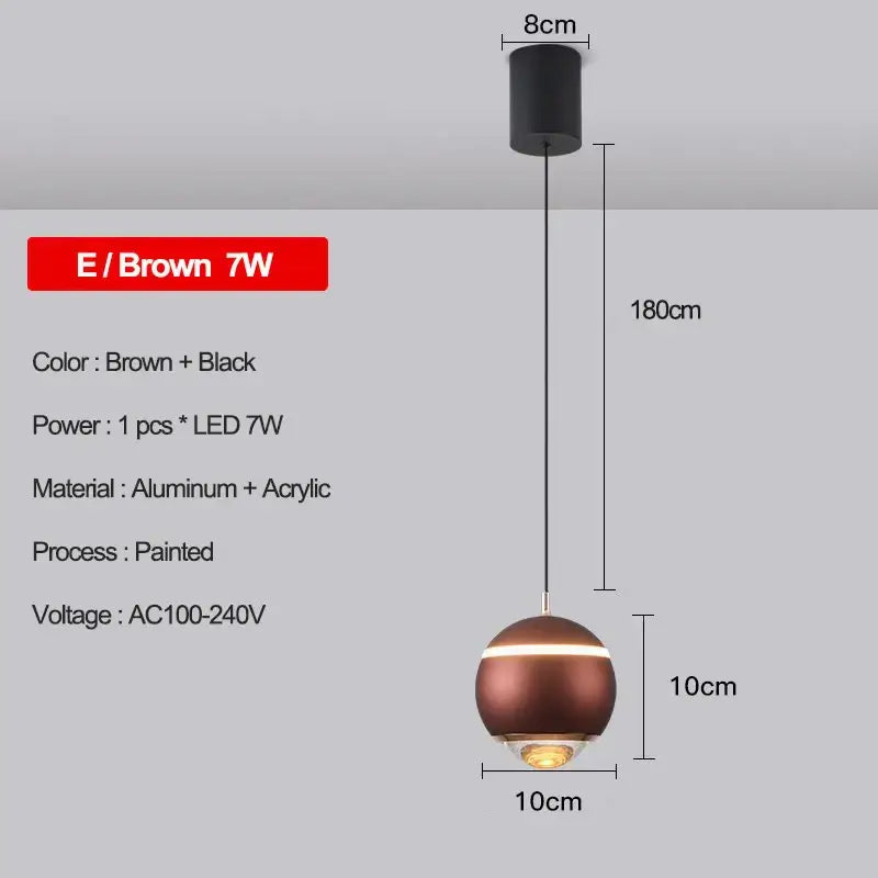 Modern metallic teardrop led pendant kitchen light