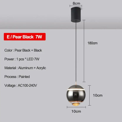 Modern metallic teardrop led pendant kitchen light