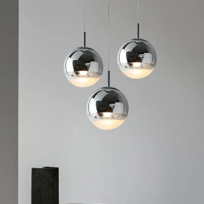 Modern metallic tri color ball pendant lights for living room