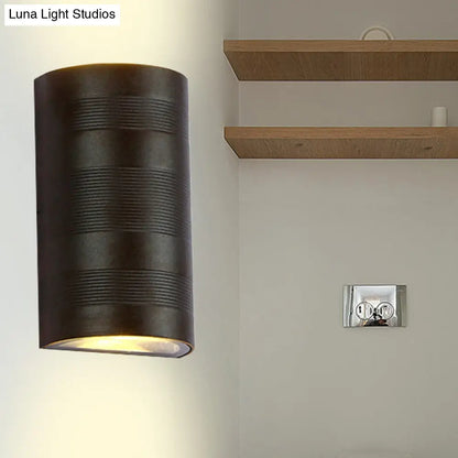 DecorBites™ Modern Metallic Wall Lamp - 2-Head Black Half-Cylinder with Warm/White Lighting