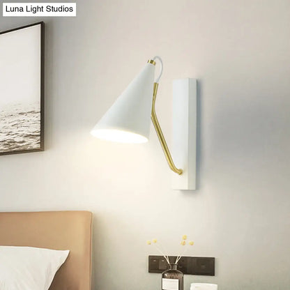 DecorBites™ Modern Metallic Wall Lamp with Conic Design for Bedside - White/Black Finish 1 Head