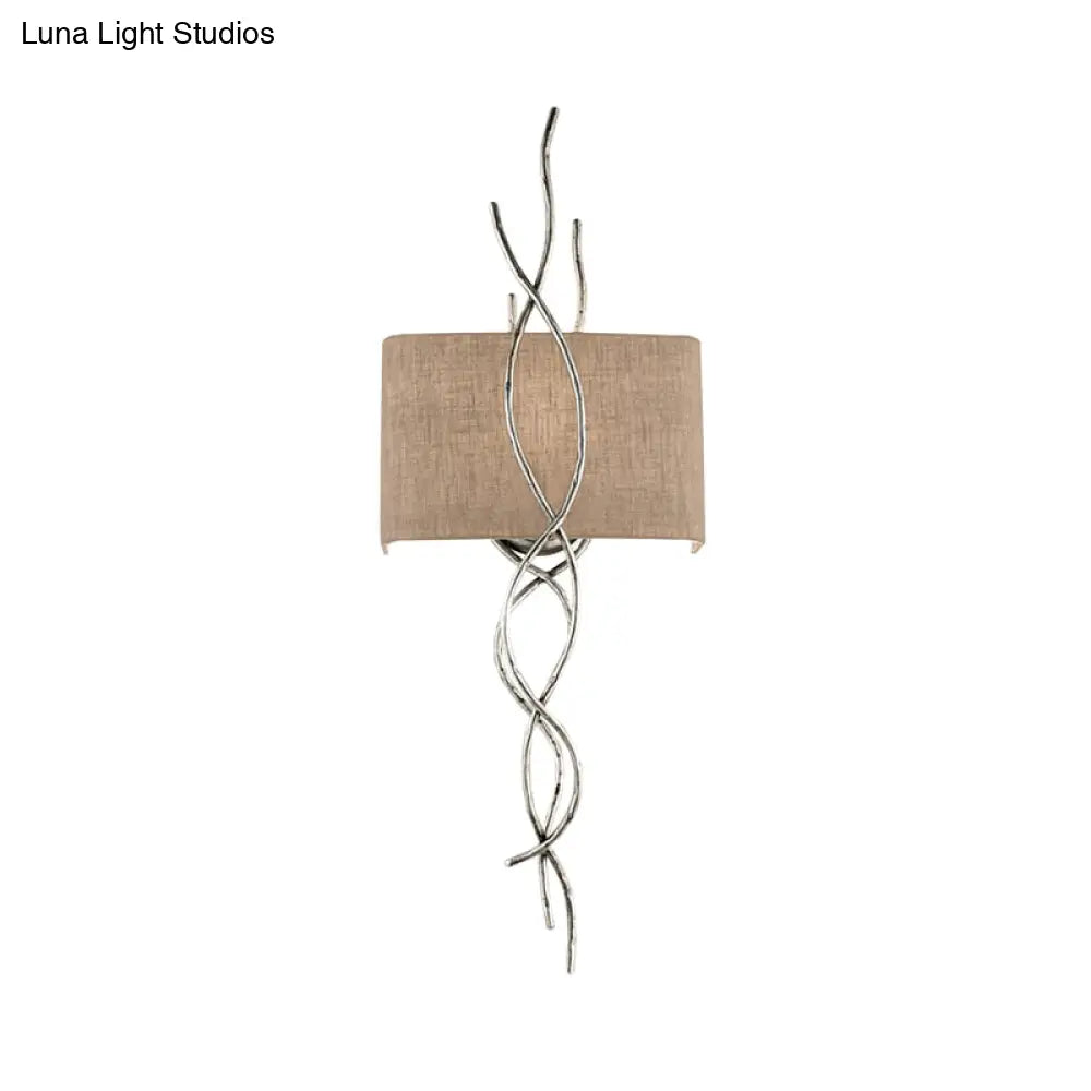 DecorBites™ Modern Metallic Wall Sconce: Gold/Silver Branch Design with Rectangle Fabric Shade