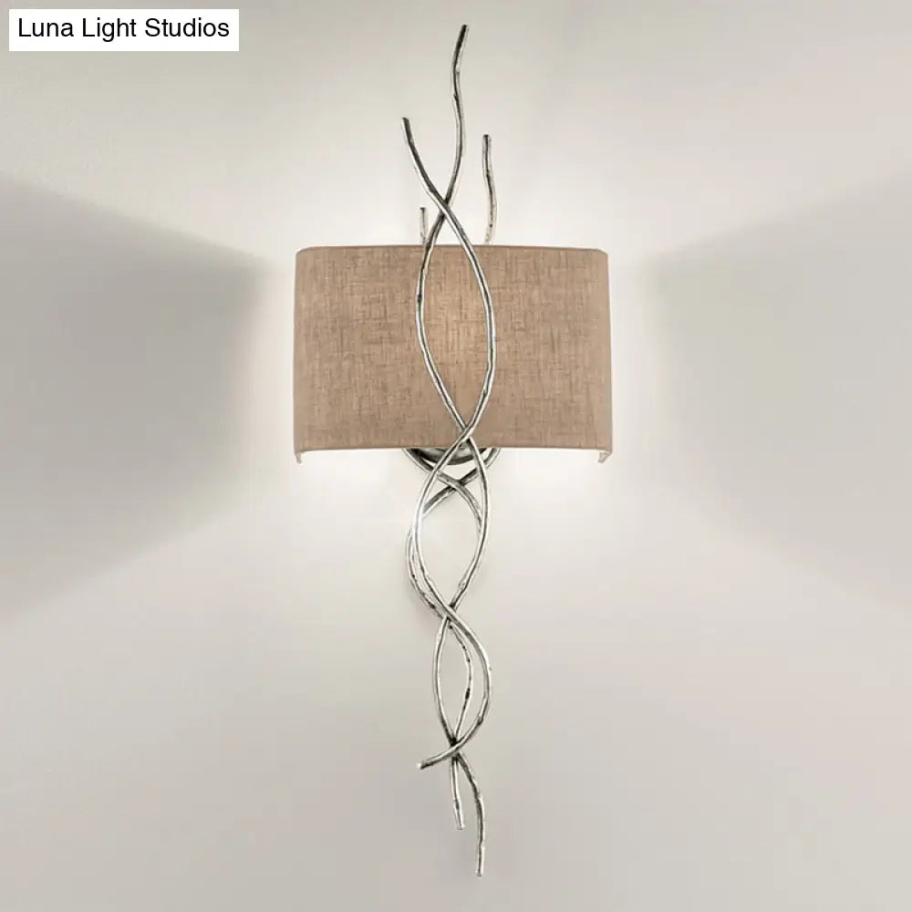 DecorBites™ Modern Metallic Wall Sconce: Gold/Silver Branch Design with Rectangle Fabric Shade