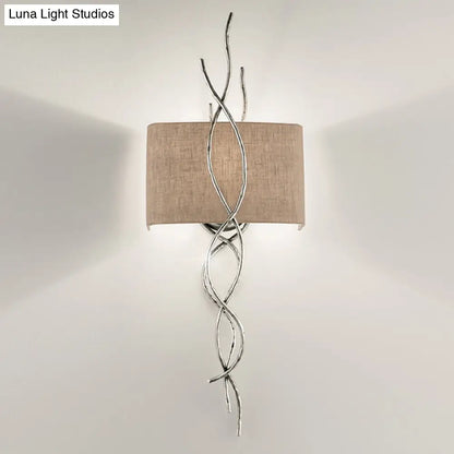 DecorBites™ Modern Metallic Wall Sconce: Gold/Silver Branch Design with Rectangle Fabric Shade
