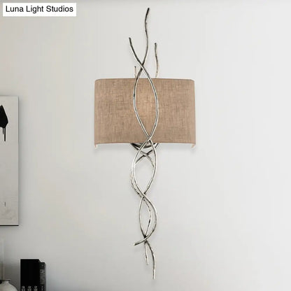 DecorBites™ Modern Metallic Wall Sconce: Gold/Silver Branch Design with Rectangle Fabric Shade