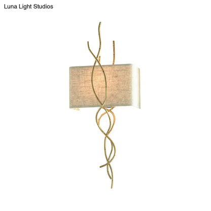 DecorBites™ Modern Metallic Wall Sconce: Gold/Silver Branch Design with Rectangle Fabric Shade