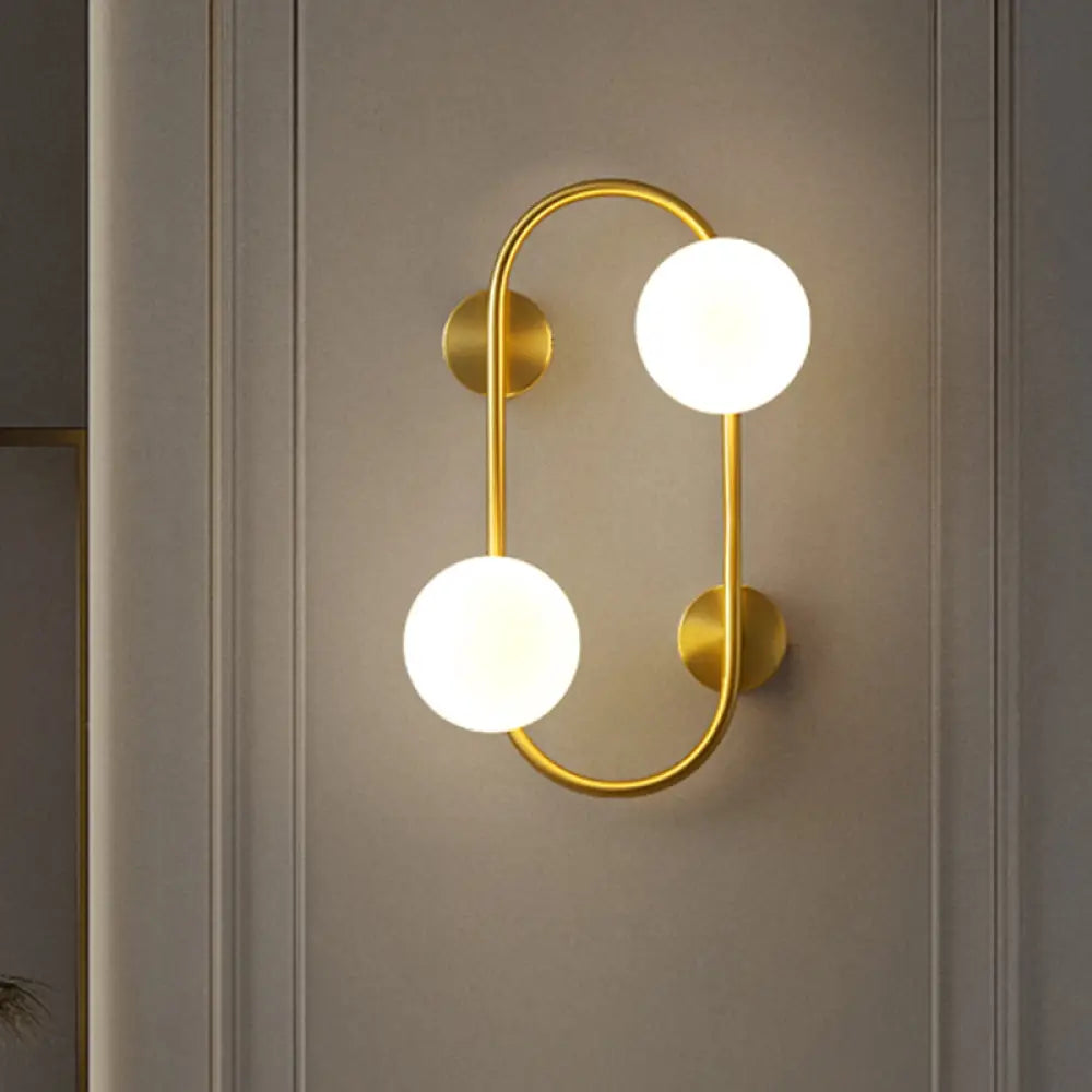 DecorBites™ Modern Milk Glass LED Wall Mount Lamp with Brass Finish - Ideal for Bedroom Lighting