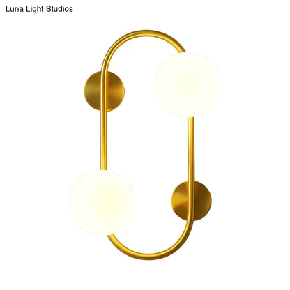 DecorBites™ Modern Milk Glass LED Wall Mount Lamp with Brass Finish - Ideal for Bedroom Lighting