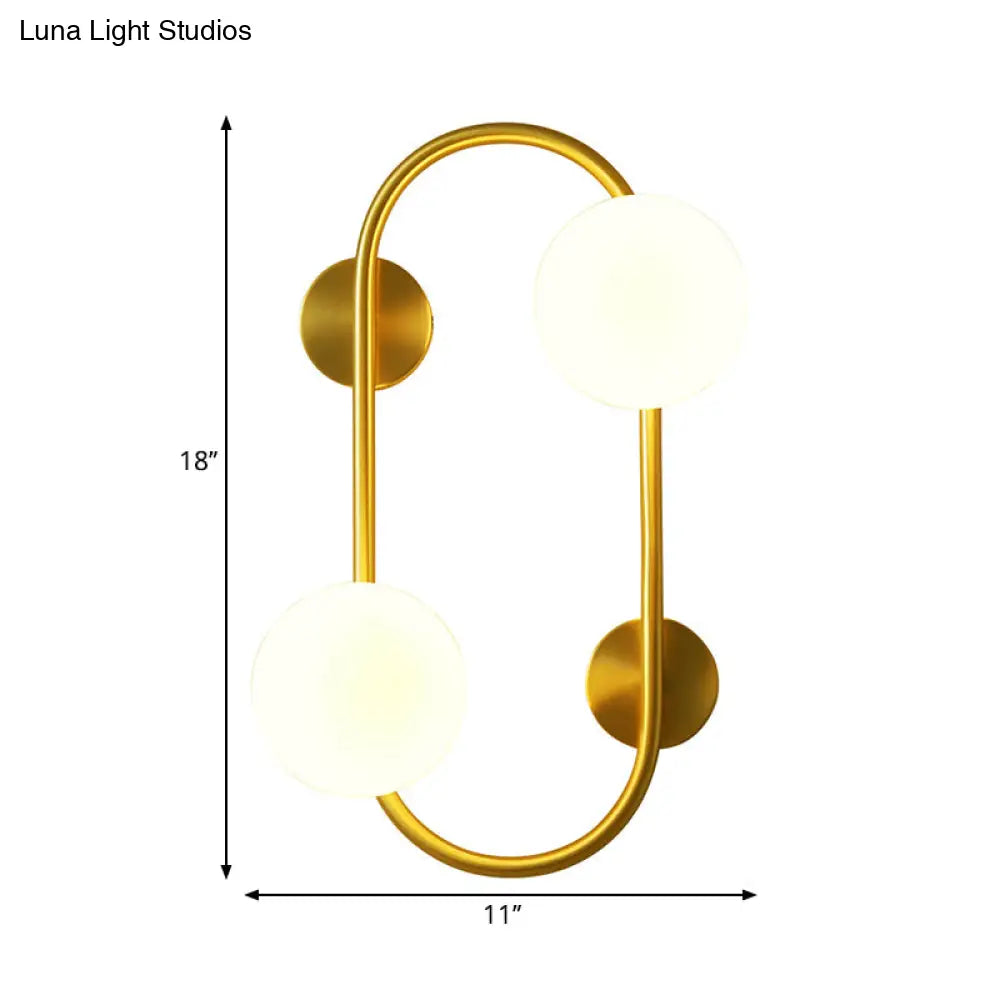 DecorBites™ Modern Milk Glass LED Wall Mount Lamp with Brass Finish - Ideal for Bedroom Lighting