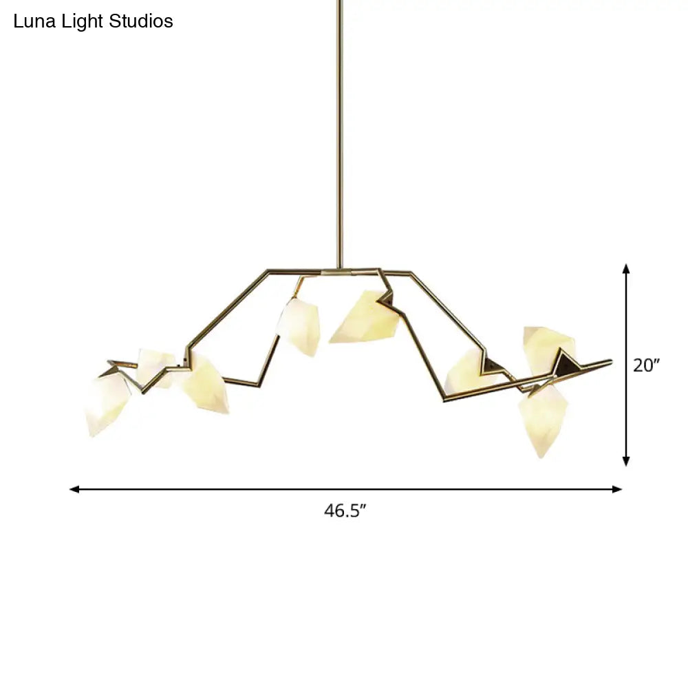 DecorBites™ Modern Milk Glass Tree Branch Ceiling Suspension Lamp, Black/Gold Hanging Light Fixture - 5/8 Bulbs for Dining Room