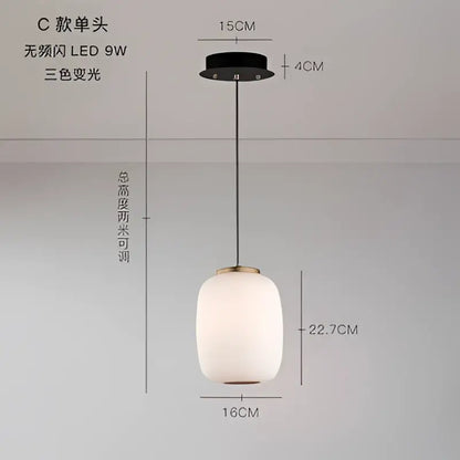 Modern milky white glass ball pendant light for dining room