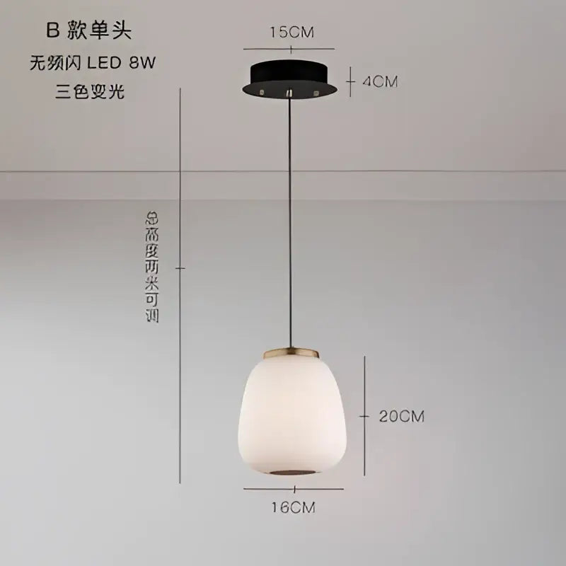 Modern milky white glass ball pendant light for dining room