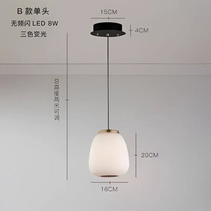 Modern milky white glass ball pendant light for dining room
