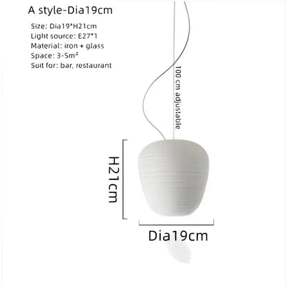 Modern milky white glass whorls cocoon pendant light dining room