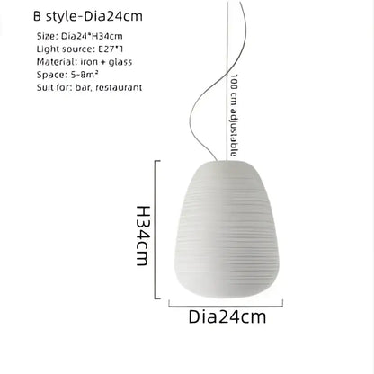 Modern milky white glass whorls cocoon pendant light dining room