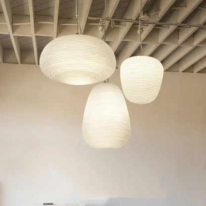 Modern milky white glass whorls cocoon pendant light dining room