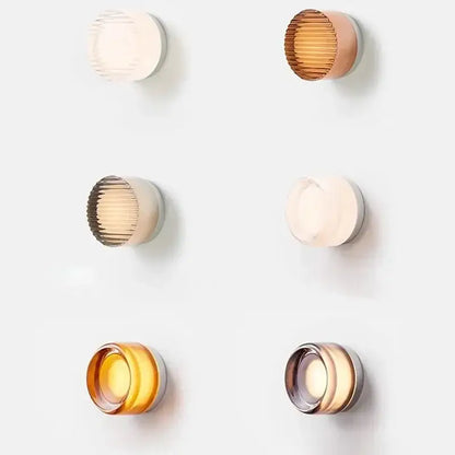 Modern minimalist amber & cream glass wall sconce bedroom light