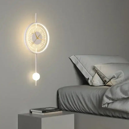 Modern minimalist backlit led wall clock sconce for living room