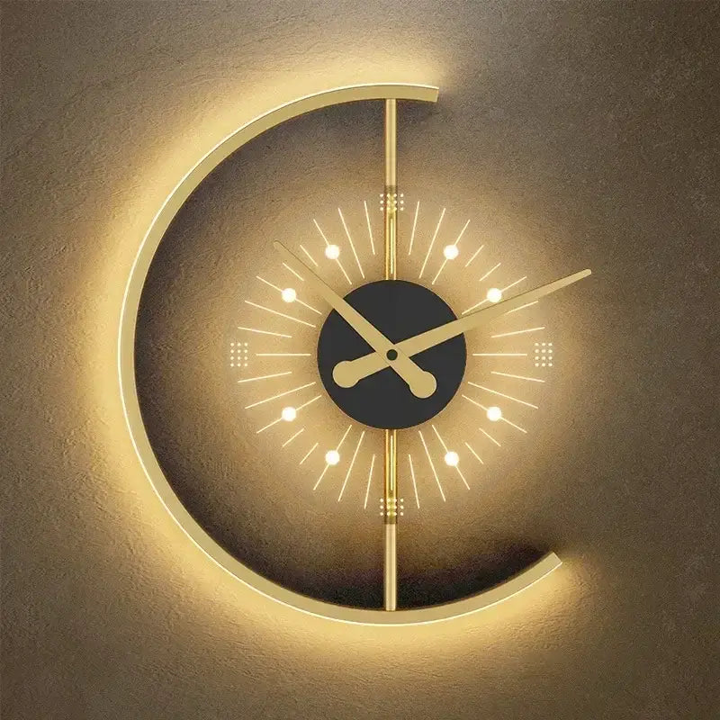 Modern minimalist backlit led wall clock sconce for living room