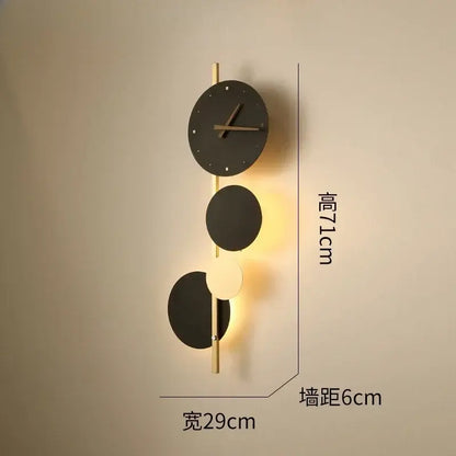 Modern minimalist backlit led wall clock sconce for living room