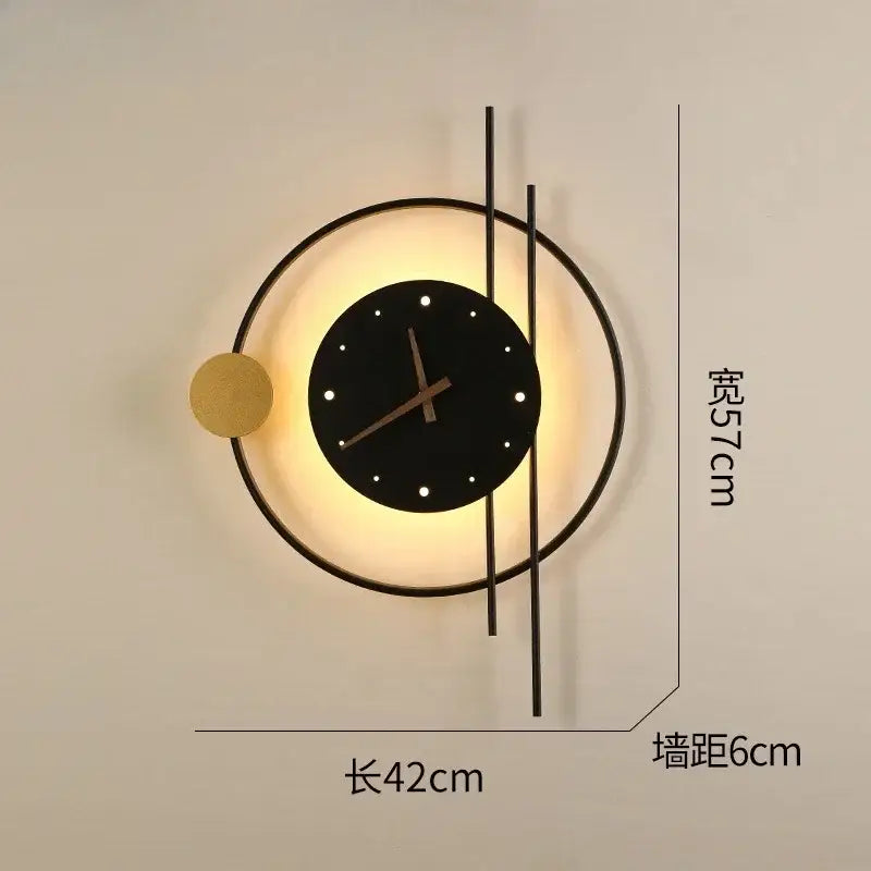 Modern minimalist backlit led wall clock sconce for living room