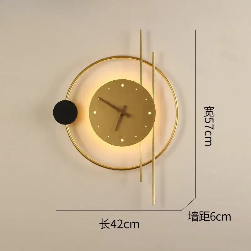 Modern minimalist backlit led wall clock sconce for living room