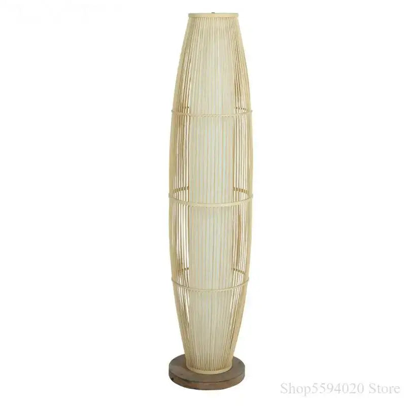 Modern minimalist bamboo floor lamp for living room warm diffused light