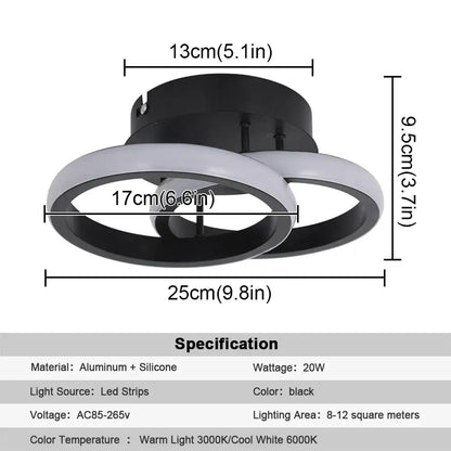 Modern minimalist black acrylic led ceiling lamp bedroom light