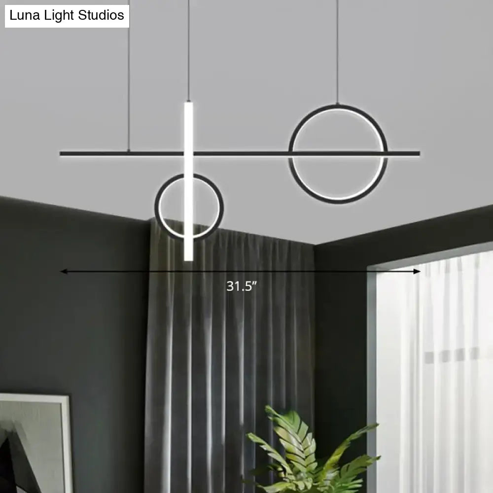 Modern minimalist black acrylic led pendant light kitchen island