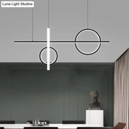 Modern minimalist black acrylic led pendant light kitchen island