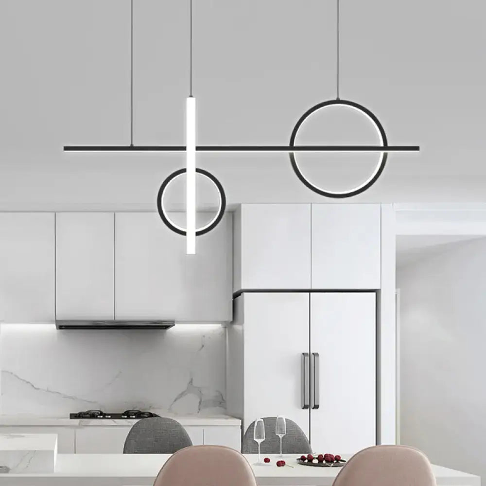 Modern minimalist black acrylic led pendant light kitchen island