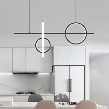 Modern minimalist black acrylic led pendant light kitchen island