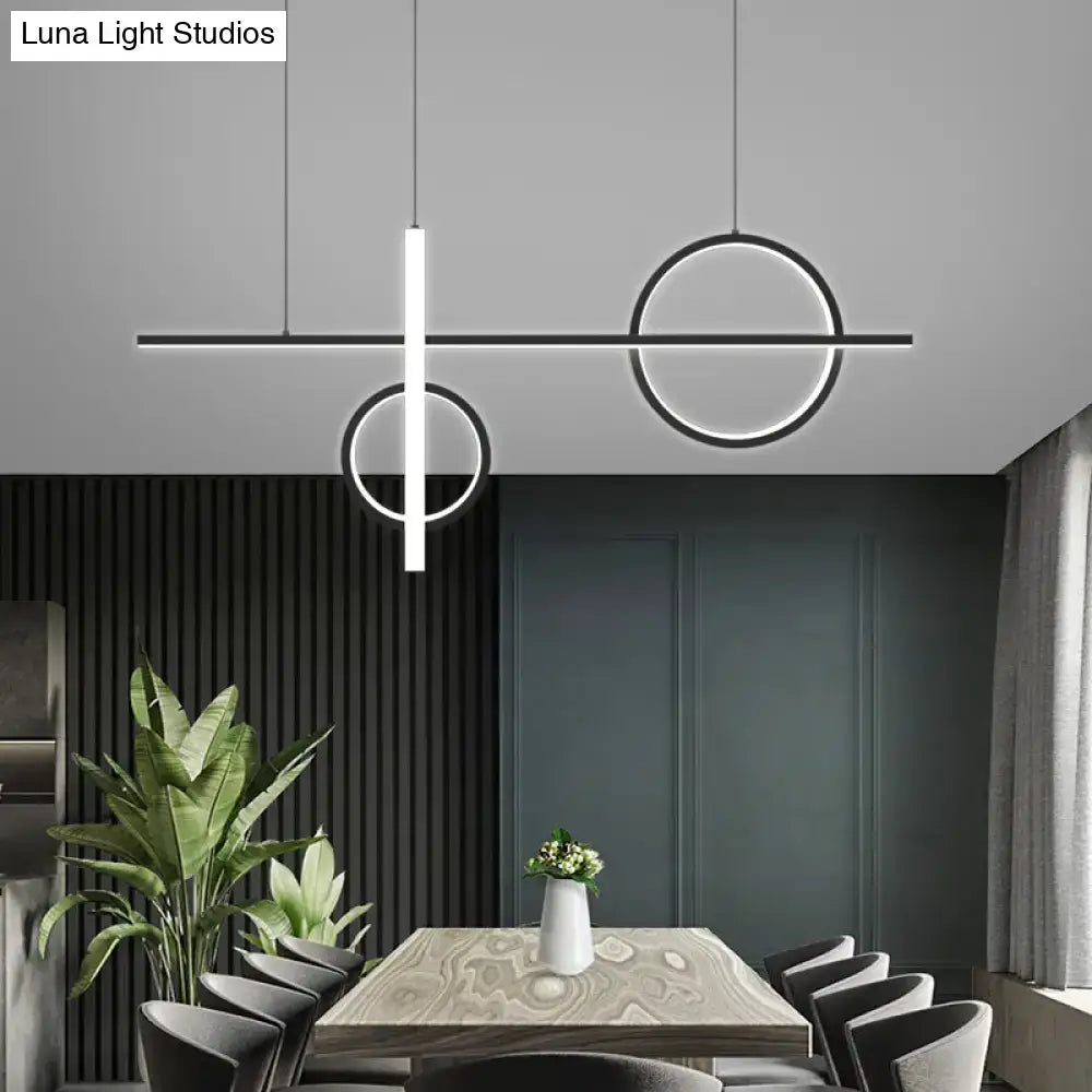 Modern minimalist black acrylic led pendant light kitchen island