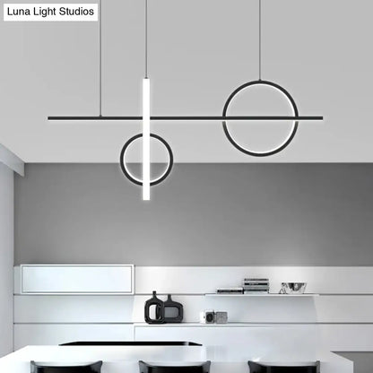 Modern minimalist black acrylic led pendant light kitchen island