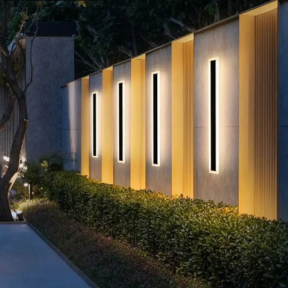 Modern minimalist black aluminum waterproof led outdoor wall lamp courtyard