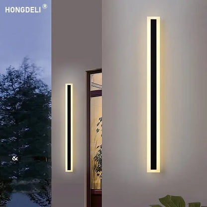 Modern minimalist black aluminum waterproof led outdoor wall lamp courtyard