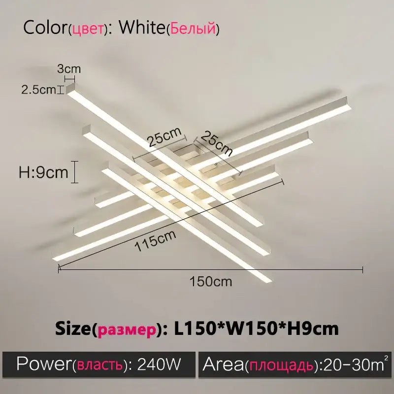 Modern minimalist black chandelier led ceiling light for living room