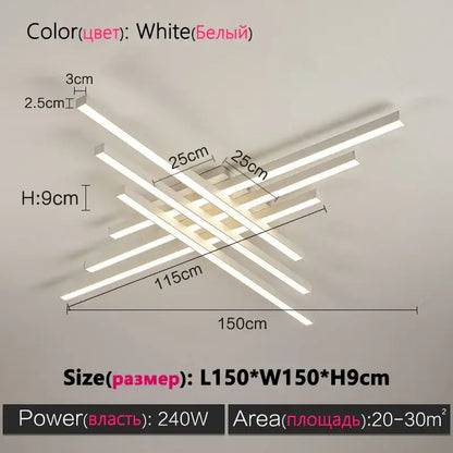 Modern minimalist black chandelier led ceiling light for living room