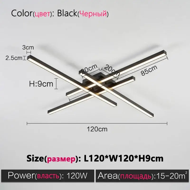 Modern minimalist black chandelier led ceiling light for living room