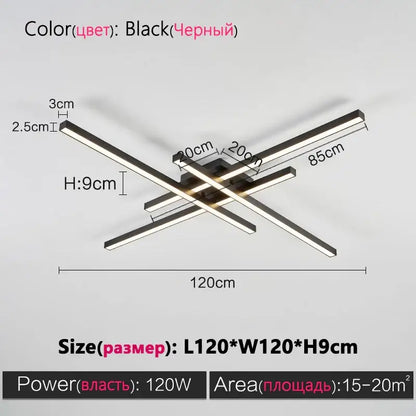 Modern minimalist black chandelier led ceiling light for living room