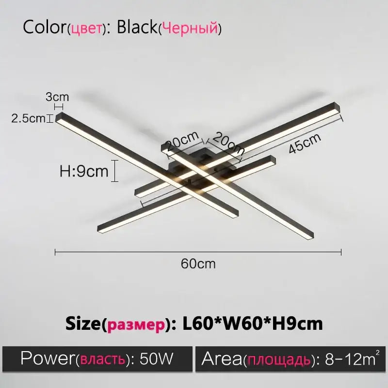 Modern minimalist black chandelier led ceiling light for living room