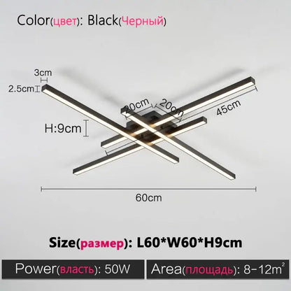 Modern minimalist black chandelier led ceiling light for living room