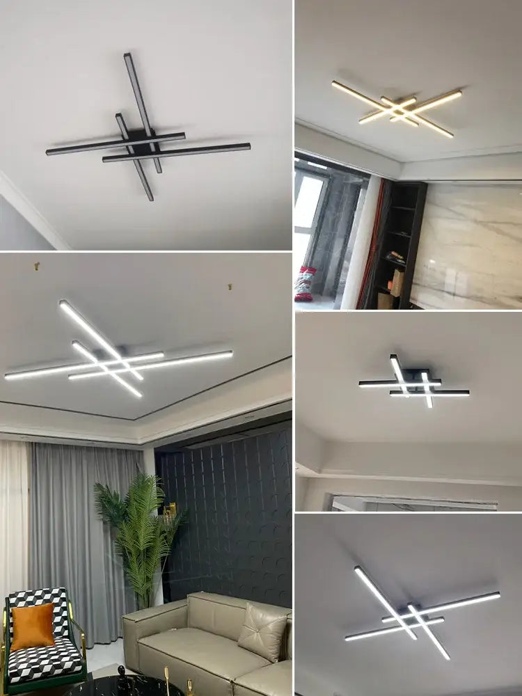 Modern minimalist black chandelier led ceiling light for living room