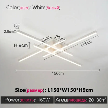 Modern minimalist black chandelier led ceiling light for living room