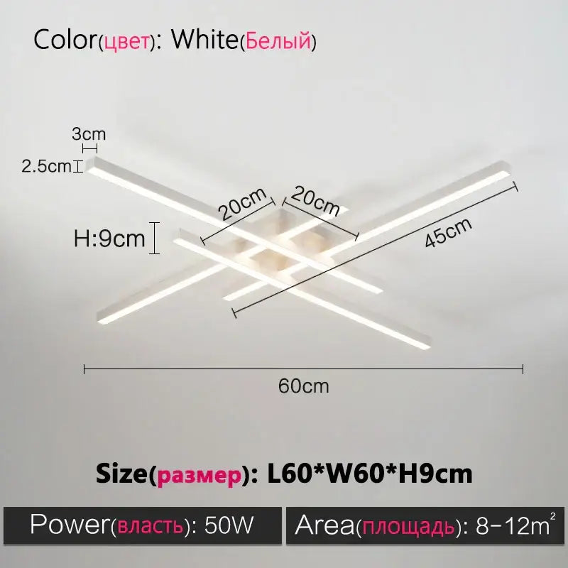 Modern minimalist black chandelier led ceiling light for living room