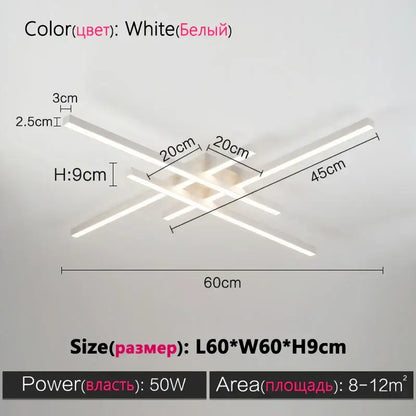Modern minimalist black chandelier led ceiling light for living room